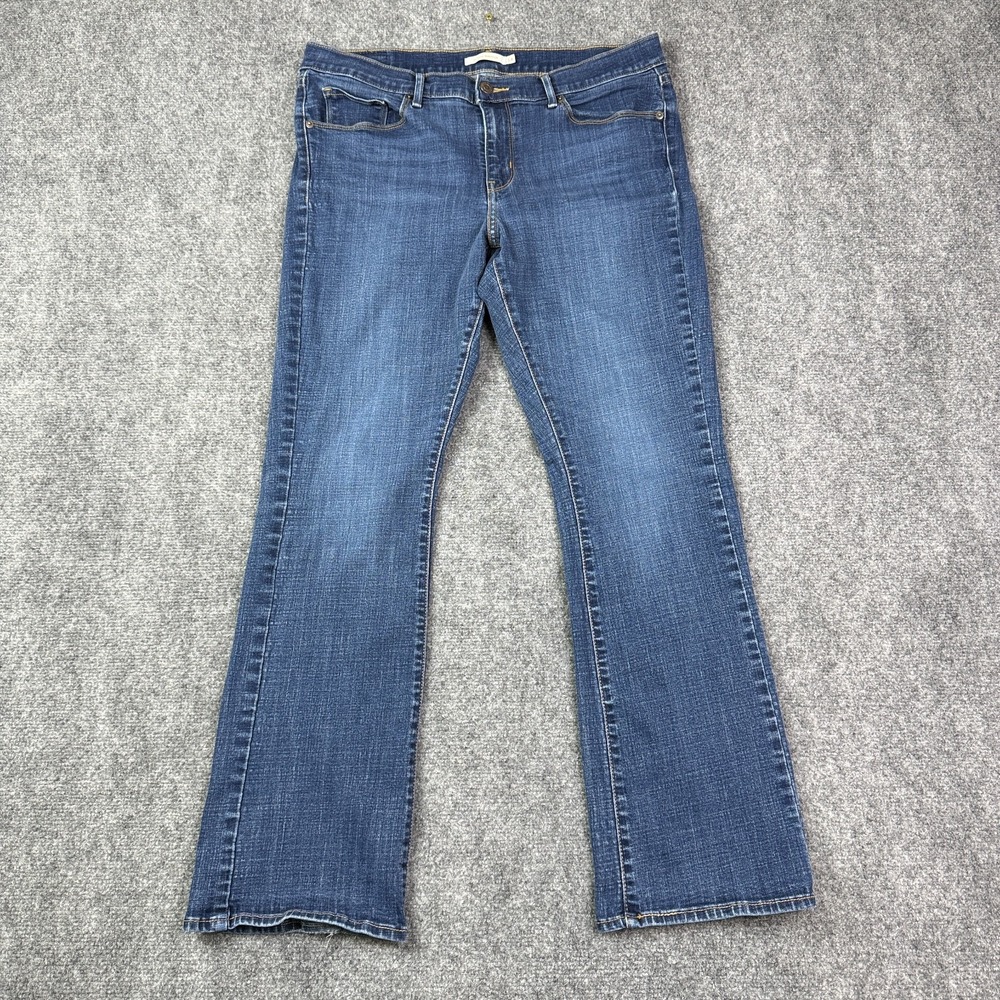 Levis Womens Classic Bootcut Jeans Size 14 Mid Rise Stretch Dark Wash Denim